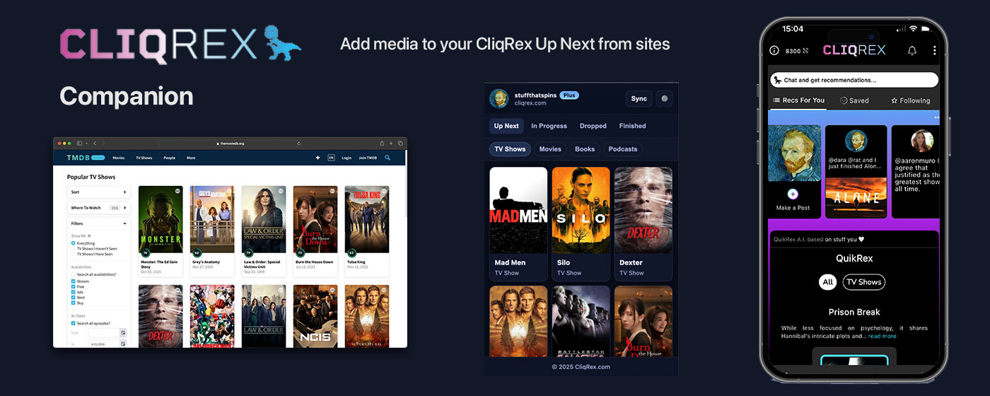 CliqRex Companion Chrome Extension Interface